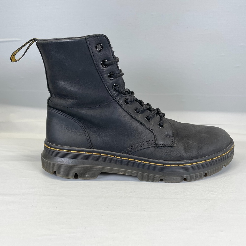 Dr. Martens Combs Boots Mens Size 10 Black Leather Combat Lace Up Casual Shoes